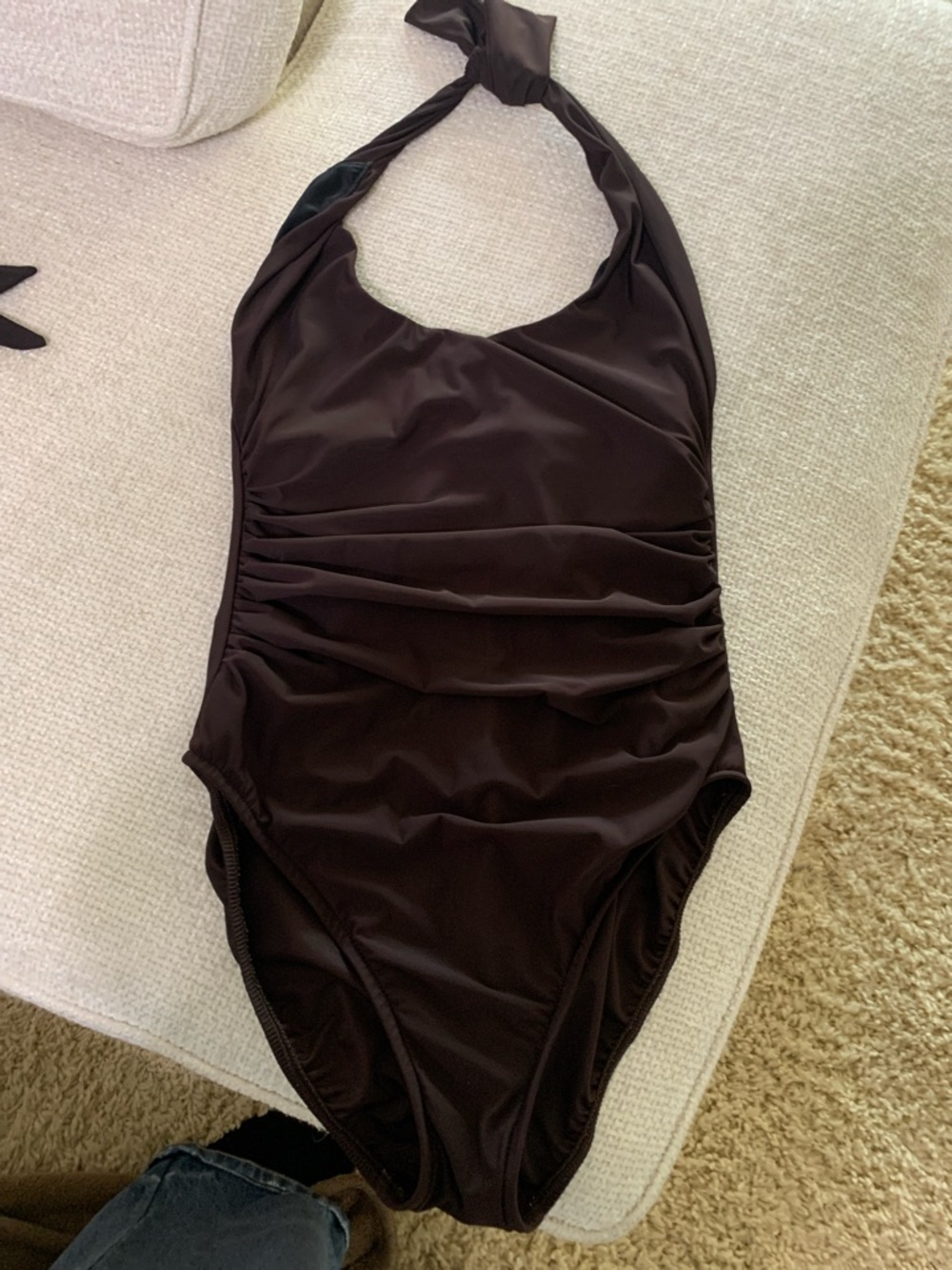 Miraclesuit Brown and Black Halter One-Piece Swimsuit